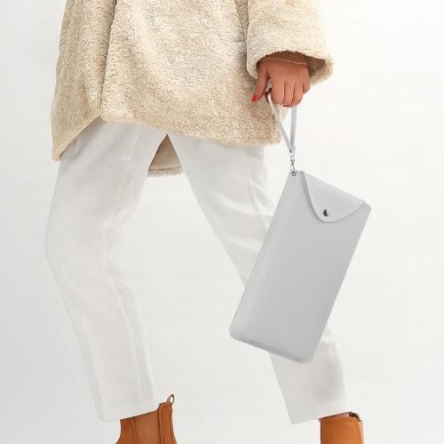 Geekria Keyboard Case, Vegan Leather Travel Protective Bag for Razer Joro Portable Wireless and Logitech MX Keys Mini (Light Gray)