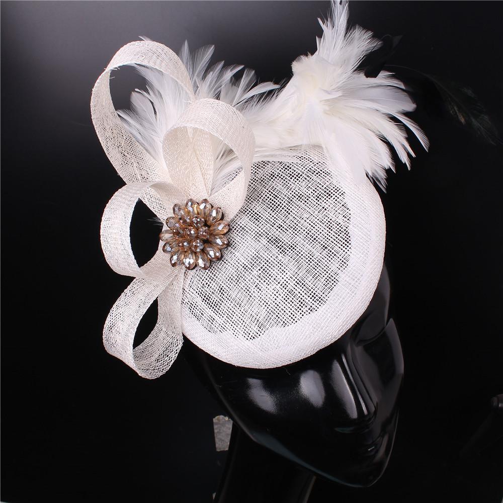 Linen Ladies Wedding Banquet Linen Hat New Top Hat Feather Shaped Bridal Top Hat