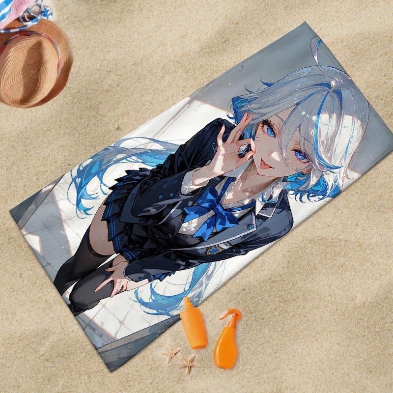 Asciugamano da Spiaggia Ragazza Anime Carattere Manga Carino Stampa Asciugatura Rapida Microfibra Anti-Sabbia Essenziale per Fan Otaku