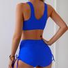 Women's Swimming Suit Two Pieces Solid Color Bathing Suit Sexy Biquinis