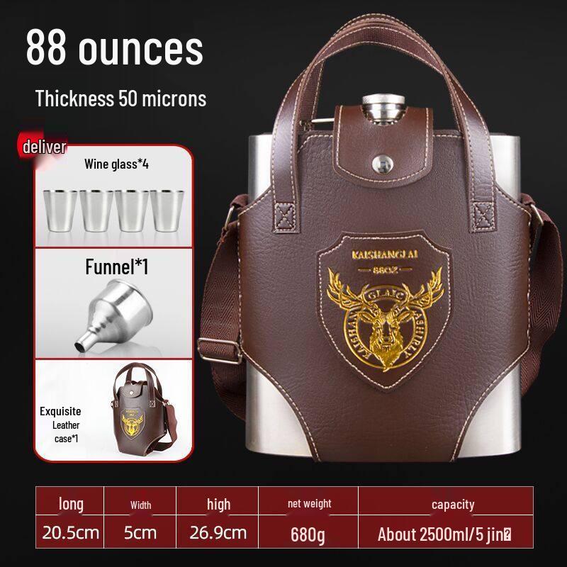 Thickened 304 Stainless Steel Portable Outdoor Hip Flask