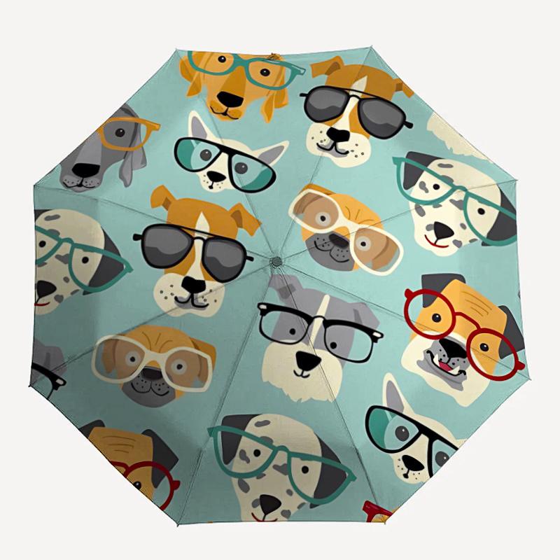 1pc Dogs Glasses Automatic Open/close Umbrella, 8-Rib sturdy structure, Portable Travel Umbrella, Parties, Everyday Use, Outdoor Accessory