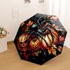 Halloween Spider And Pumpkins With Autumn Leaves Portable Automatic Umbrella With Elegant Collapsible Sturdy 8 Rib Shaft Durable Plastic Iron For