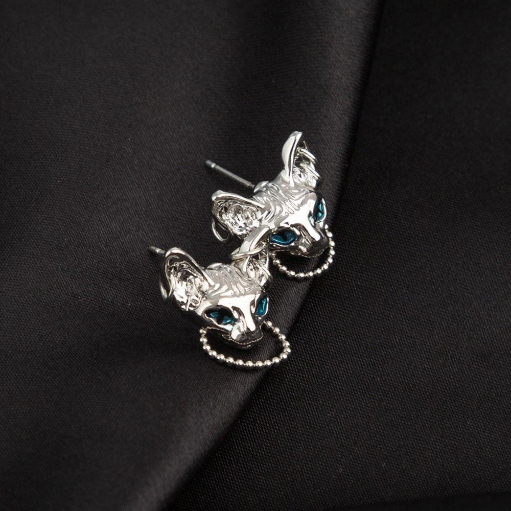 Gift Vintage Sphinx Cat Girl Stud Earrings Women Gothic Earrings Ear Studs Korean Style Earrings