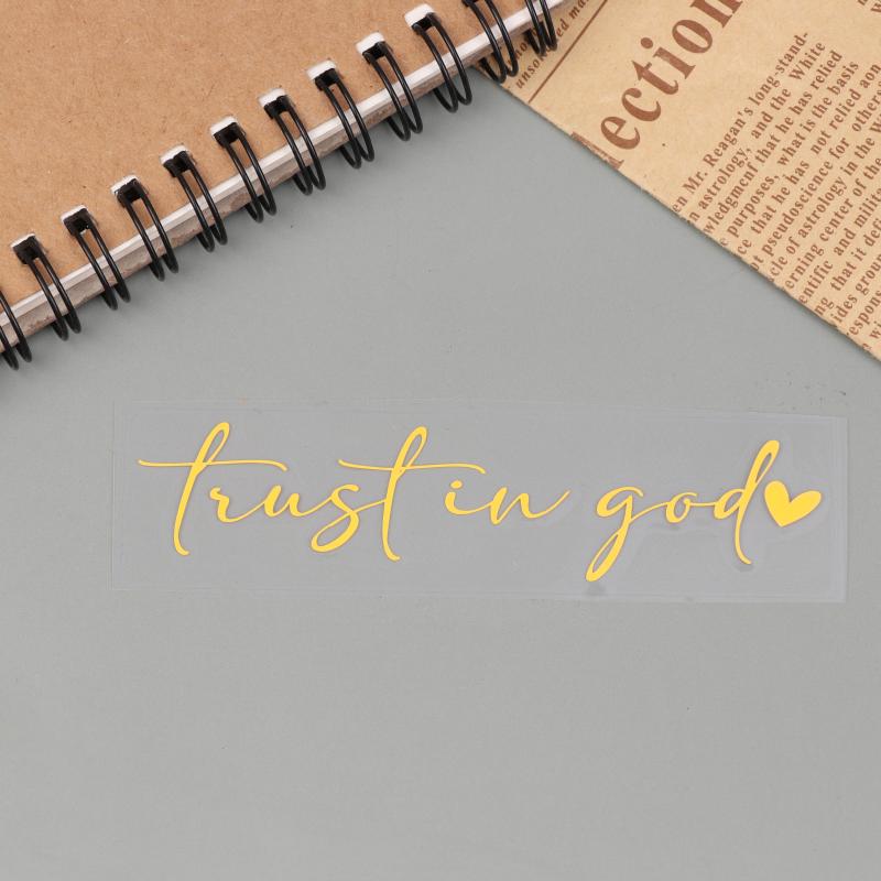 Trust In God Heart Car Rear View Mirror Sticker Decal Faith Bible Verse Christian Church Auto Vehicle Bumper Decor