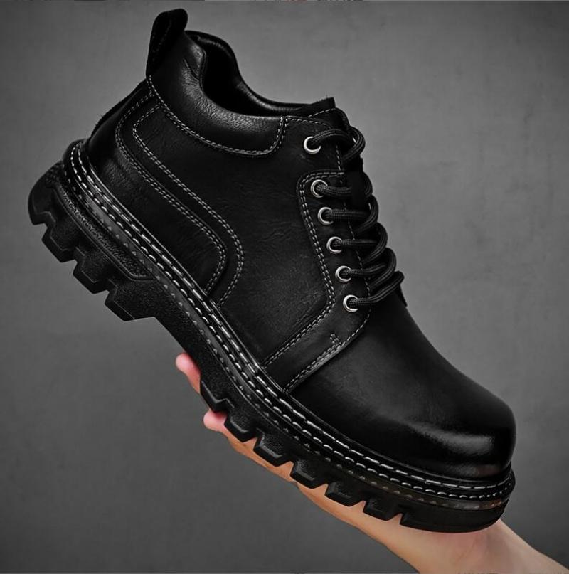 Nové Pánské Boty z Pravé Kůže Svršek z Hovězí Kůže Odolná Podrážka Šněrovací Podzimní Zimní Boty Denní Volnočasová Venkovní Obuv Pro Muže