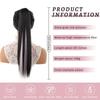 Long Straight Claw Clip Ponytail Brown Black Mixed Pink Synthetic Ponytail Ponytail Wig for Women