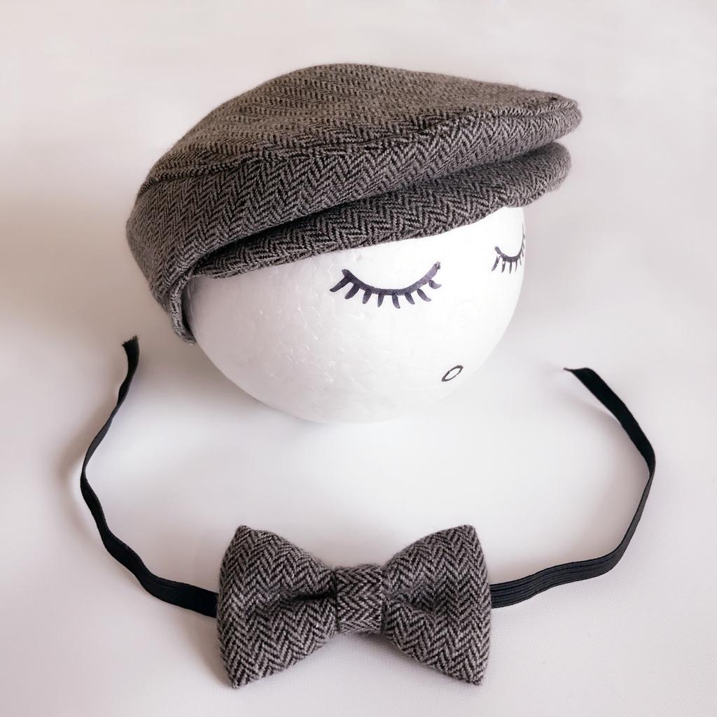 Cute Peaked Cap Newborn Baby Beanie Hat Bow Tie Photo Photography Prop Baby Boys Girls Bear Caps