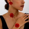 Women's Jewelry Set: Elegant Fabric Flower Imitation Pearl Necklace, Bracelet, and Earrings In Bohemian Style, Suitable for Daily Wear and Vacation