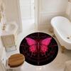 Pink Butterfly,Round Area Rug,Carpet Rug for Living Room Bedroom Sofa Playroom Decor,Non-slip Floor Mat