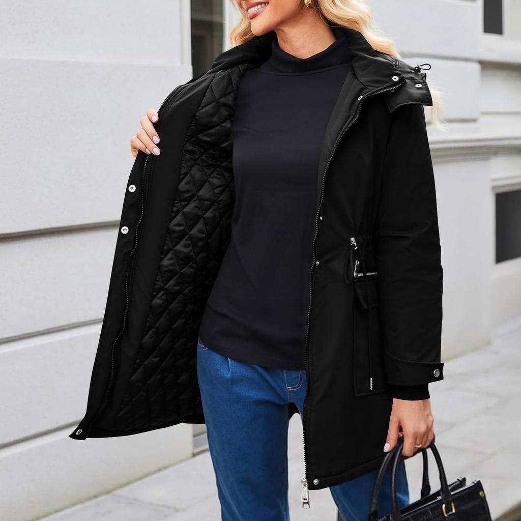 Wintermantel Verdickt Damen Reißverschluss Hoodie mit Tasche