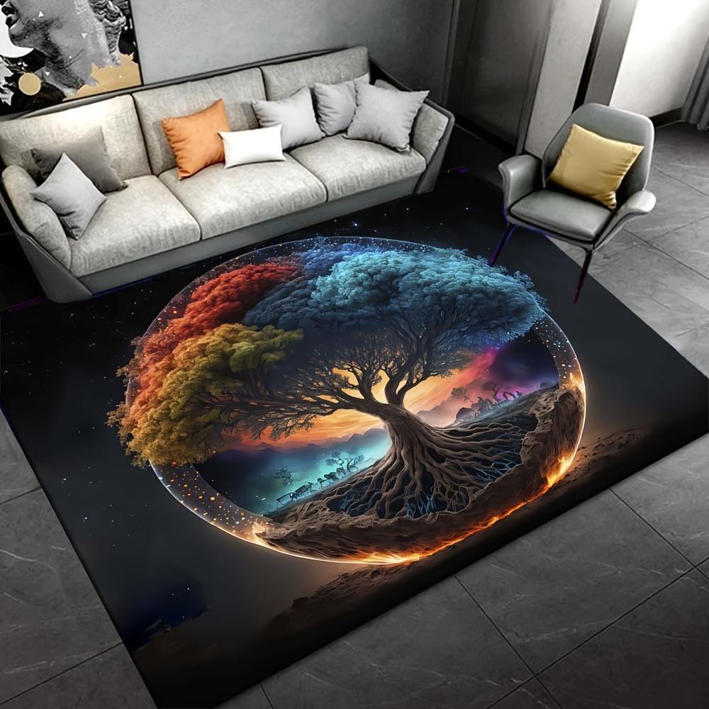 Tree of Life Rug: Cosmic Balance for Spiritual Spaces | Inspirational Interior Design Anti slip carpet can be machine washed