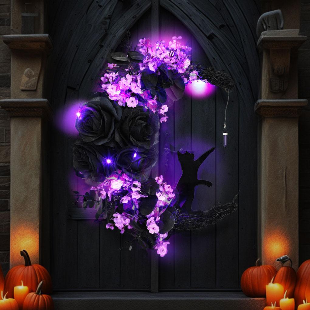 Plastic Brighten Up Door Halloween Festival With Door Wreath Halloween Wreaths With Lights