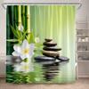 Zen Shower Curtain Natural Flowers Butterfly Grey Stone Reflection Spa Scenery Home Bathroom Decor Polyester Fabric Bath Curtain