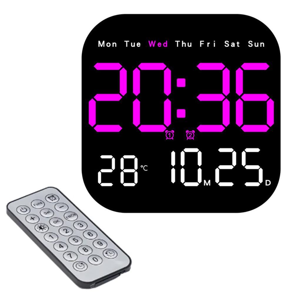 

10.55 inch Digital Large Display Clock Electronic Clock with Date/Month/Temperature LED Display for Desk/Wall Purple