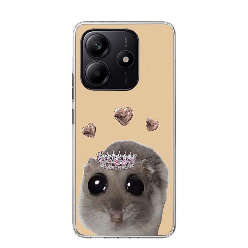 Funny Sad Hamster Meme Phone Case For Xiaomi Redmi Note 15 14 13 12S 12 Pro Plus 11S 11E 11 11T 10S 10 Art Soft Pattern Cover Re