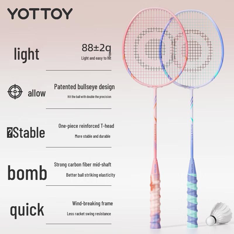 YOTTOY K520 Ultralight Carbon Aluminum Badminton Racket Set