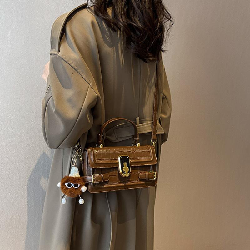 Tragbare Crossbody-Tasche mit Klappe für Damen, Krokodilmuster, lässig, kleine quadratische Textur, Damen-Schultertasche