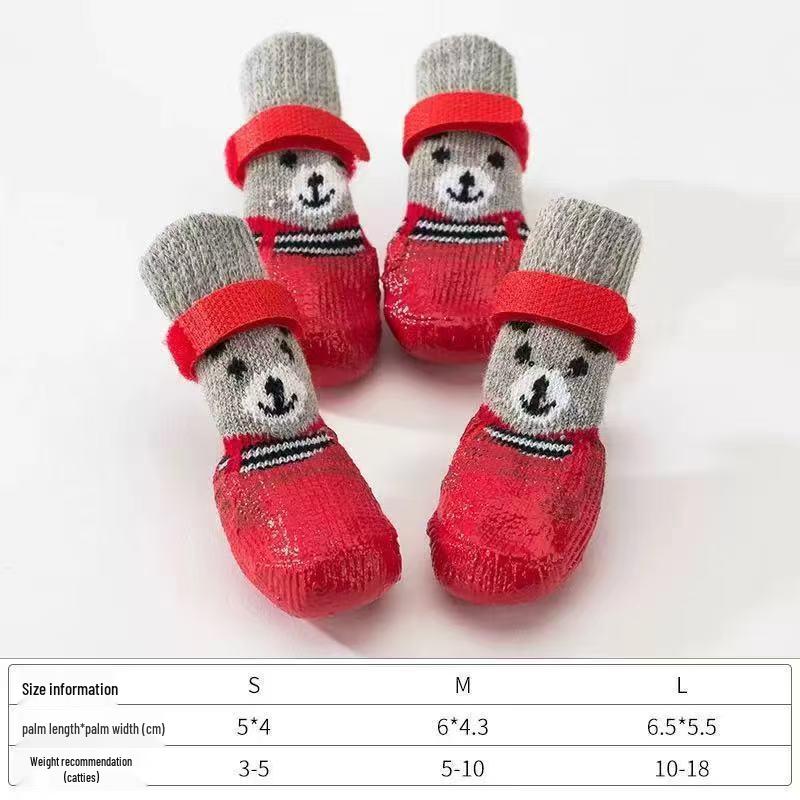 Waterproof Non-Slip Rubber Dog Shoes: Wear-Resistant, Warm, Anti-Drop Foot Protection for Bichon and Teddy Breeds.