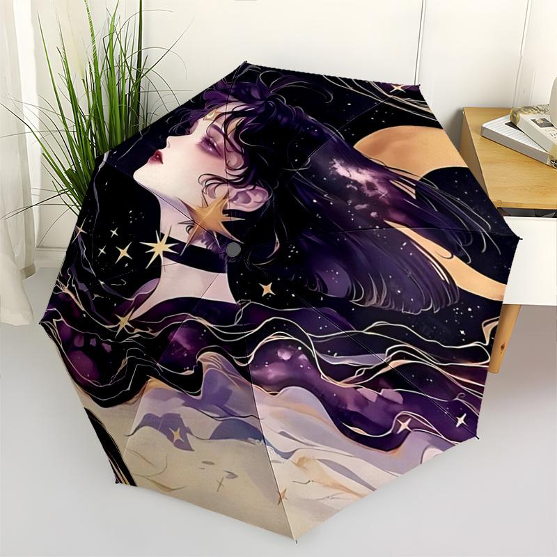 

1pc Mystic Moonlit Starry Sky Umbrella Automatic Opening/Closing Umbrella with Foldable Design, Iron Frame for Outdoor Use, Perfect Festival Gift