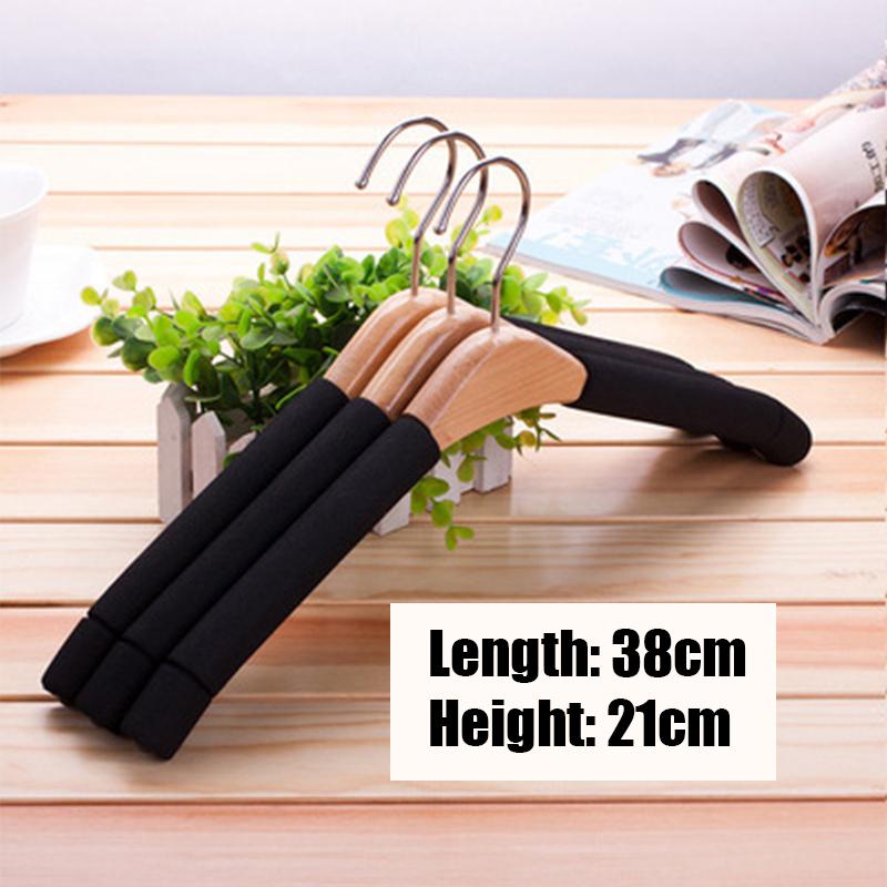 

2шт губчатая деревянная вешалка для одежды, взрослая нескользящая стойка для хранения для женщин, сушилка для домашнего костюма для свитера платья куртки пальто 2PCS чёрный