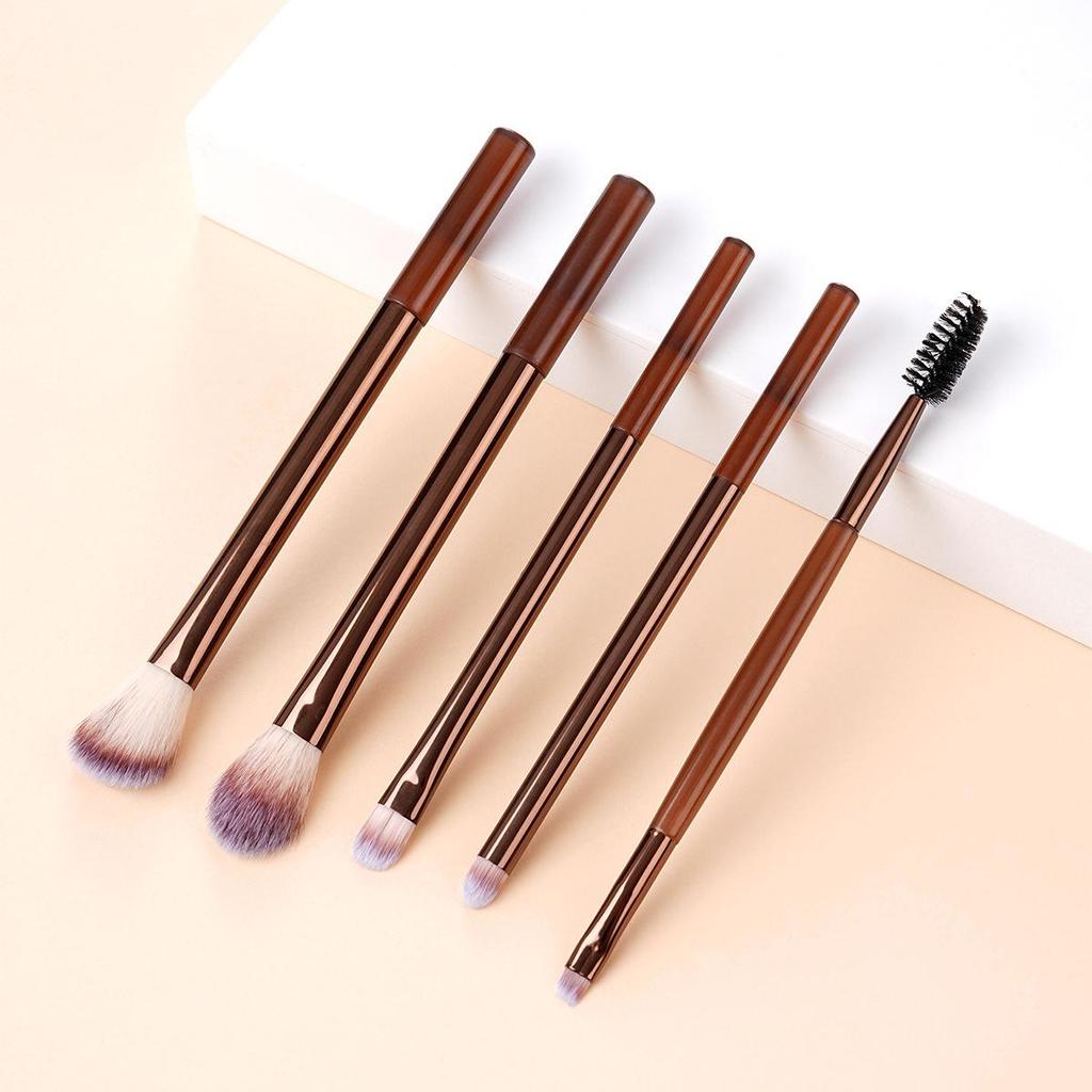 Dual-Ended Long Handle Eye Brush: Spiral Mascara, Angled Eyebrow Brush, Small Comb, Powder, and Eyeliner Functions