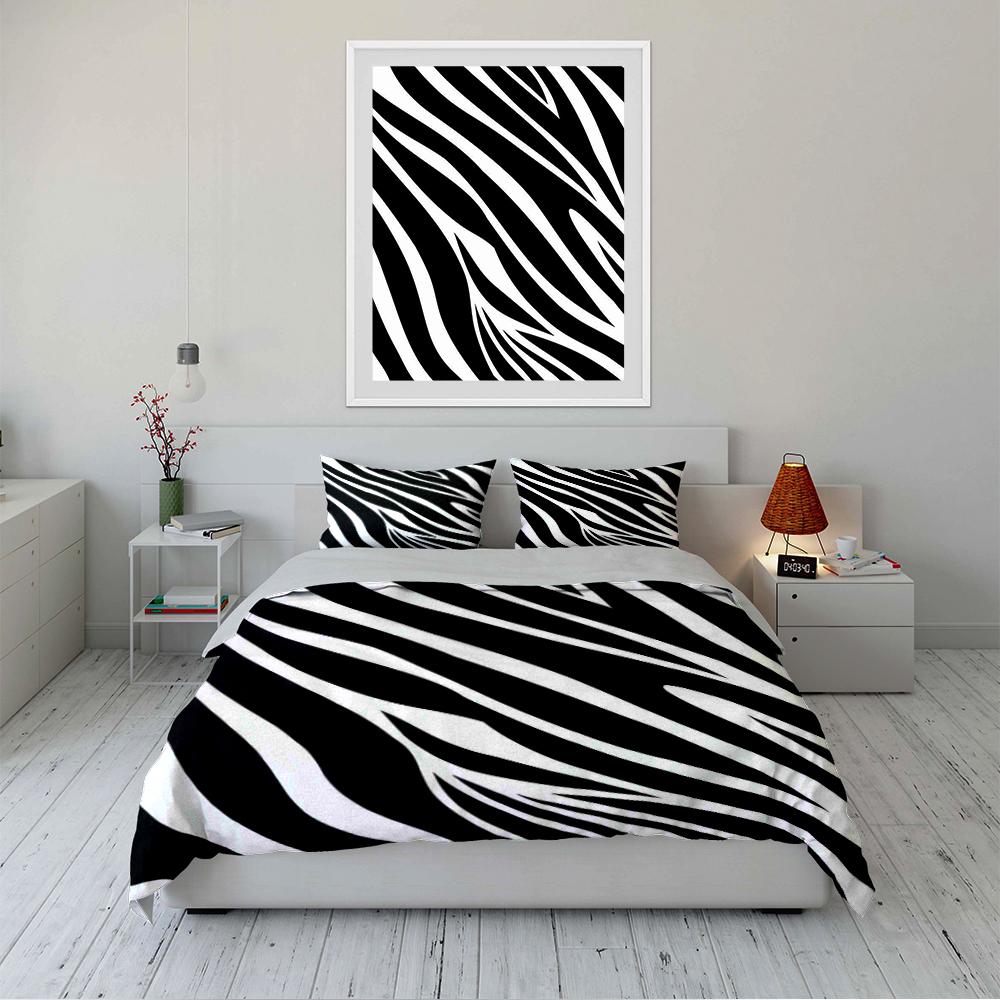 Zebra Stripe Black and White Bedding Set Bedding set (1 duvet cover, 2 pillowcases, duvet not included)
