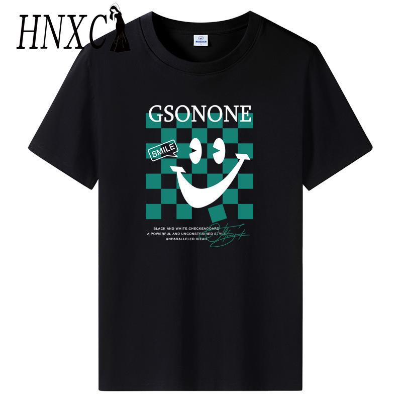 HNXC Cotton Short Sleeve T-shirt Men's Fashion Loose Half Sleeve Shirt Printed Compassionate Shirt