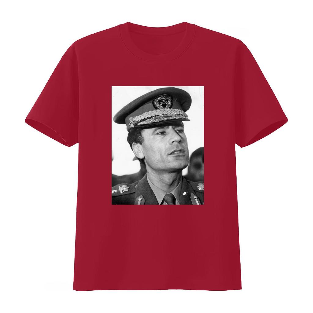 GADDAFI Vintage Giovane Maummar Bianco Nero Maglietta a Mano Comodi Vestiti Casual Unisex Abbigliamento Donna 2026 Estate Nuova Maglietta