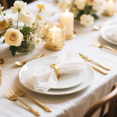 1-24PCS Polished Half Circle Napkin Ring Creative D Shape Napkin Clip Matte Gold Napkin Holder Fine Dining Tableware Decor