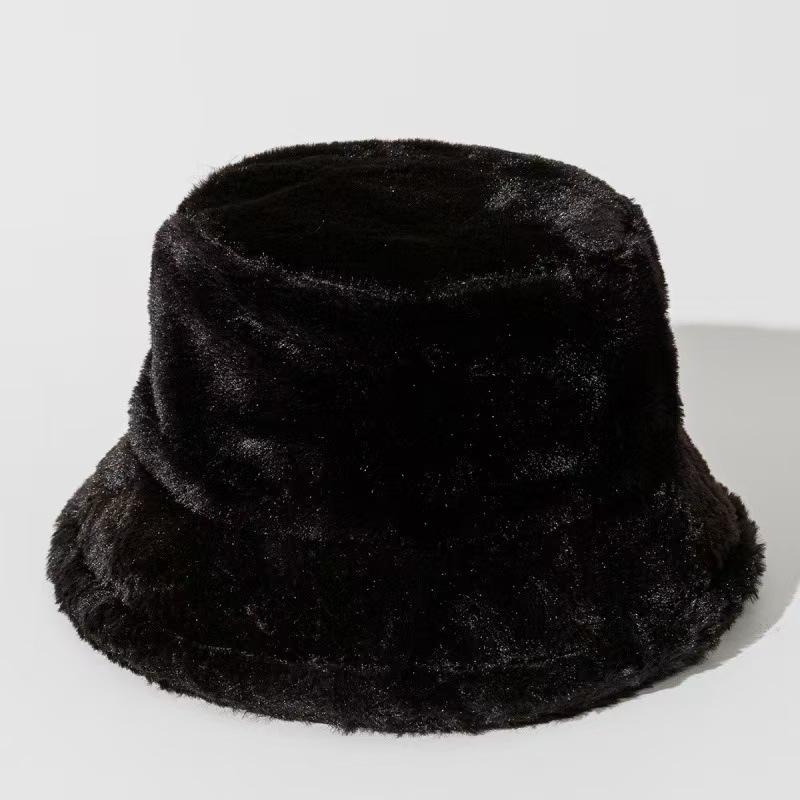 Unisex Bucket Hat Striped Women Men Fishing Fisherman Hat Autumn Winter Faux Fur Wool Outdoor Warm Panama Cap