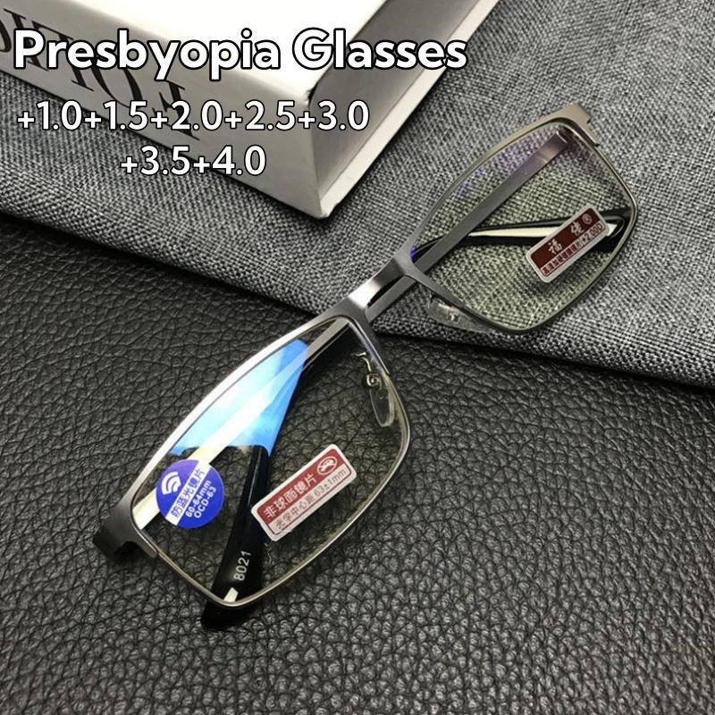 Square Full Frame Reading Glasses HD Eye Protection Luxury Business Women Men Ultra Light Presbyopia Eyeglasses