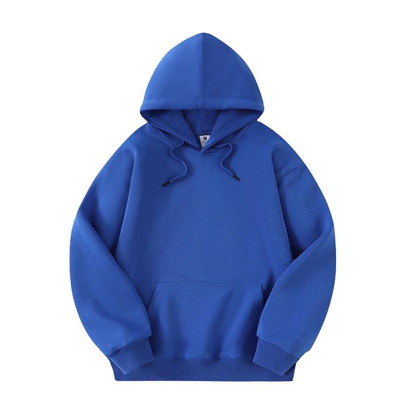 Autumn and Winter New Pure Cotton Solid Color Loose Casual Sports Jacket with Thick Fleece Hooded Sweatshirt