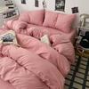 Soft Washed Cotton 4-Piece Bedding Set Pure Color Hypoallergenic Baby Safe Dormitory Use All Season