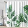 Waterproof Shower Curtain 3D Printing Tropical Jungle Plant Leaves Flowering Season Polyester Shower Curtain Free Hook