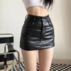 Gonna Pantaloncini Sexy in Pelle PU da Donna Neri a Vita Alta A-line Mini Gonne Y2K Streetwear Pantaloncini da Ragazza Hot