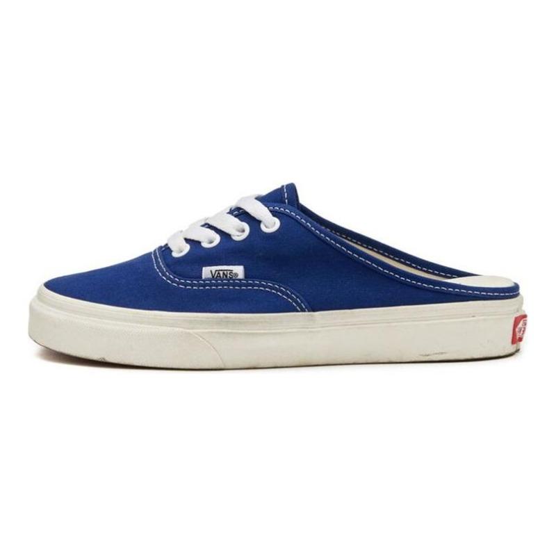 Vans Authentic Series Canvas Mule Slip On Mule Casual Wear Resistant Breathable Low Top Skate Shoes Unisex White Blue VN0A54F72BK