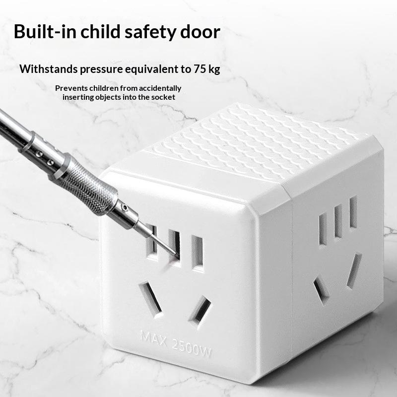 Portable Cube Power Socket With Usb Charging Ports Multiple Ac Outlets For Home Office Travel Business Trips