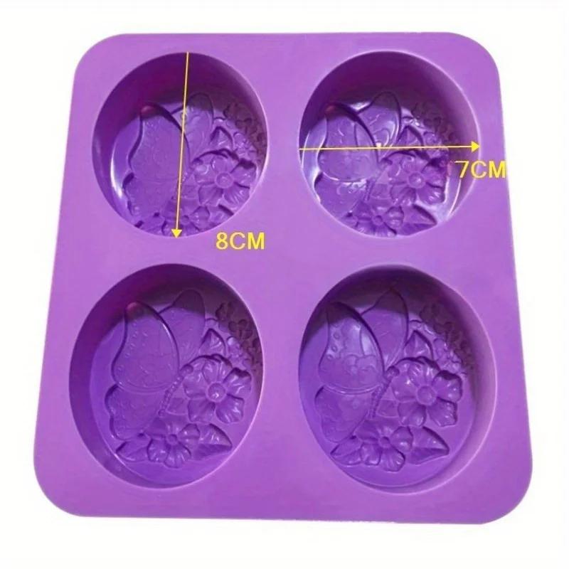 1 Set Of Butterfly Flower Silicone Molds Handmade Soap Molds Suitable Home Kitchen Kids Brithday Beautiful Purple Cake Molds