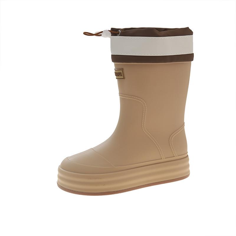 New Bundle Rain Shoes Women's Fashion Outer Wear Water Shoes Thick-soled Waterproof and Non-slip Work Shoes Rubber Shoes Medium Tube Rain Boots