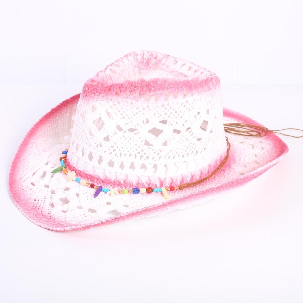 Popular European and American Classic Hollow Western Cowboy Hat Men's and Women's Fashion Vacation Breathable Sunshade Straw Hat