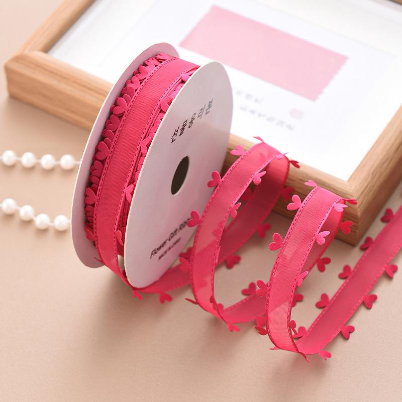 2.5cm Wide Double-Sided Durable Ribbon Premium Colorful Soft Heart Romantic Accessory Exquisite DIY Lightweight 20 Yard