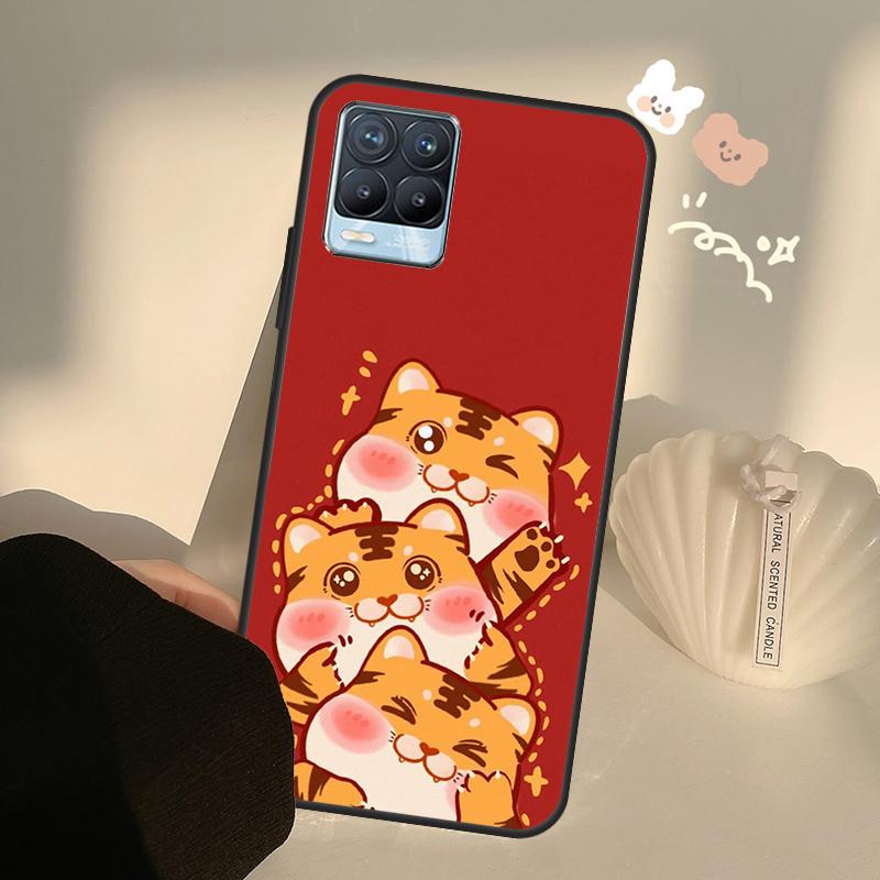 

Забавный мультяшный чехол-тигр для Realme C75 C63 C61 C55 C51 C53 C25 C65 C67 C71 11 12 13 14 15 Pro Plus GT6 GT7 Pro Realme C67 4G