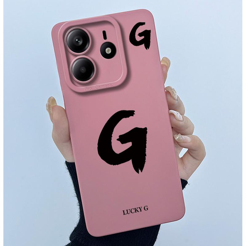 For Xiaomi Redmi Note 14 5G Cover Case Lucky Initial Letter Couple Silicone Soft Matte Phone Bumper for Redmi Note14 5G Casing