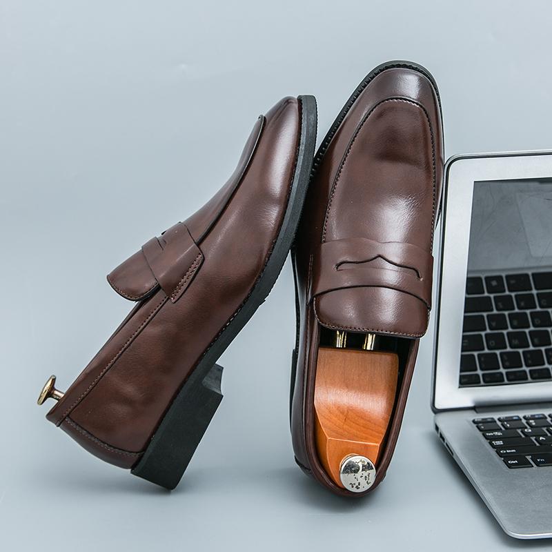 

Stylish Daily Mens Driving Loafers Original Designer Casual Shoes Male Slip-on Flats Handmade Leather Business Shoes Moccasins 38 коричневий