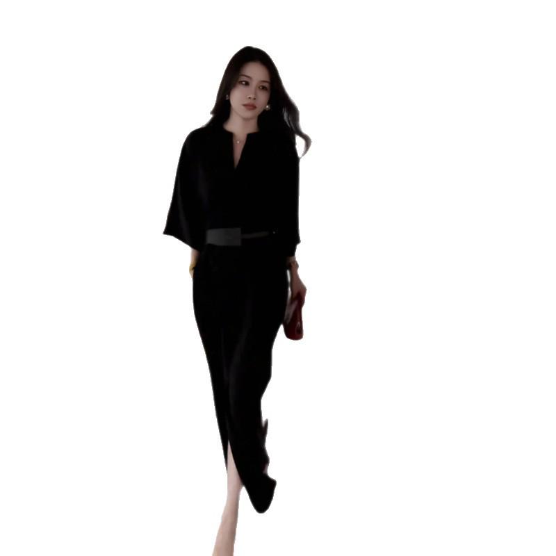 Hepburn Style Elegant Black Plus Size Dress for Curvy Women: Versatile, Fashionable Long Skirt