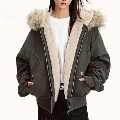 Fur Collar Hooded Parkas Y2k Harajuku Thicken Padded Jackets Casual Zipper Gothic Women&Men Winter Coats Streetwear