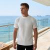 Herren Jacquard T-Shirt Einfarbige Rundhals gestreiftes Tee Lockerer Schnitt Lässig Stilvolles Sommer T-Shirt für den täglichen Gebrauch Straße Strand Urlaub