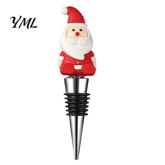 Stainless Steel Wine Stoppers Christmas Bottle Stopper, Reusable Cork, Decorative PVC Cartoon Preservation Tools Toppers Design, Airtight Sealing