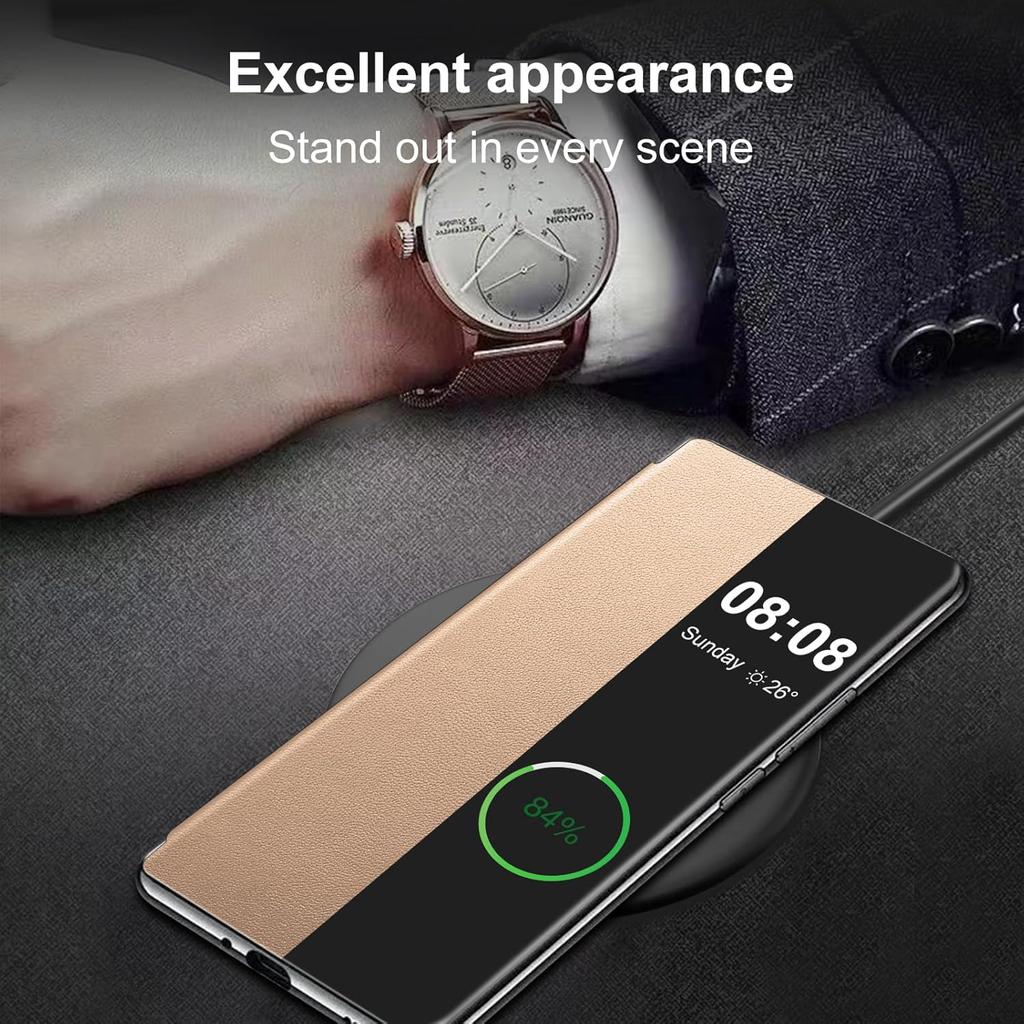for Samsung Galaxy S23 Ultra Case Flip Leather Cover Clear S-View, for Samsung Galaxy S23 Ultra Phone Case Smart Window Hard Flip Shockproof